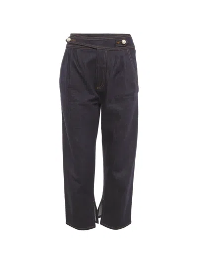 Pre-owned Fendi Pleated High-waist Jeans In Blue