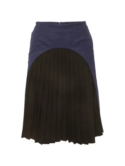 Pre-owned Fendi Pleated Panel Mini Skirt In Blue