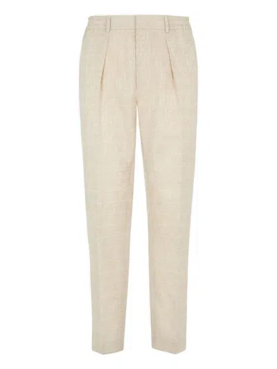 FENDI PLEATED PATTERNED TROUSERS