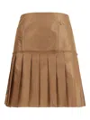 Fendi Pleated Silk Taffeta Mini Skirt In Brown