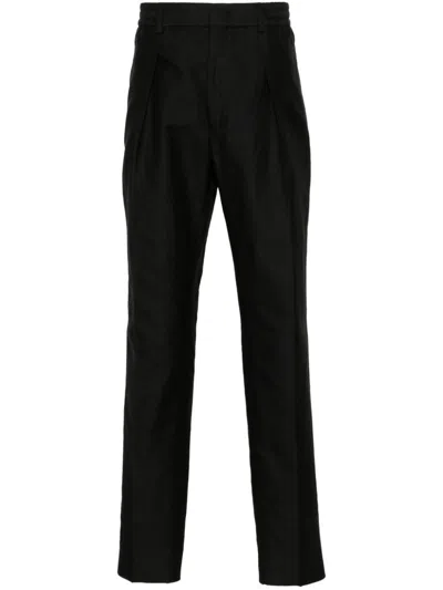 Fendi Pleated Slim Trousers In Black