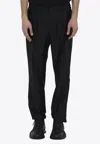 Fendi Waistband Straight Leg Trousers Side Back In Black