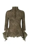 Fendi Green Printed Pleated Sweater In Green