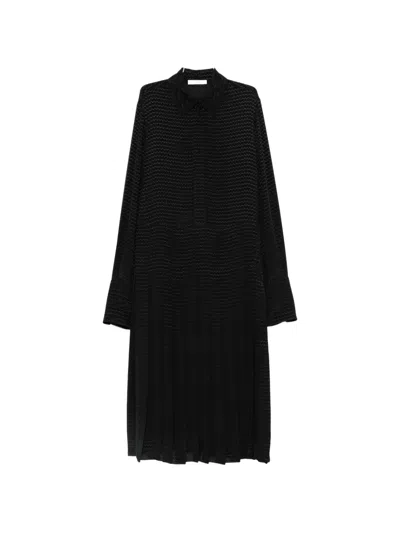 Fendi Pleated Zigzag-pattern Midi Dress In Multi