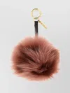 Fendi Antiqued Pink Fur Pompom Key Ring In Pink