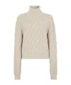 Fendi Beige Ff Wool And Cashmere Turtleneck Jumper In Nude