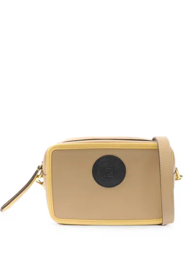Pre-owned Fendi Pochette Cam Logo-patch Cross Body Mini Bag In Neutrals