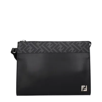 Fendi Pochette Man Silver Black