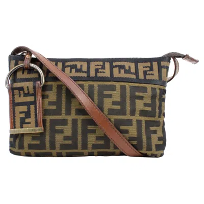Pre-owned Fendi Pochette Zucca In Black