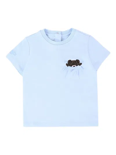Fendi Babies' Pocket-bear T-shirt In Blue