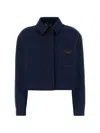 Fendi Denim Jacket With Front Embroidered Logo In Blue