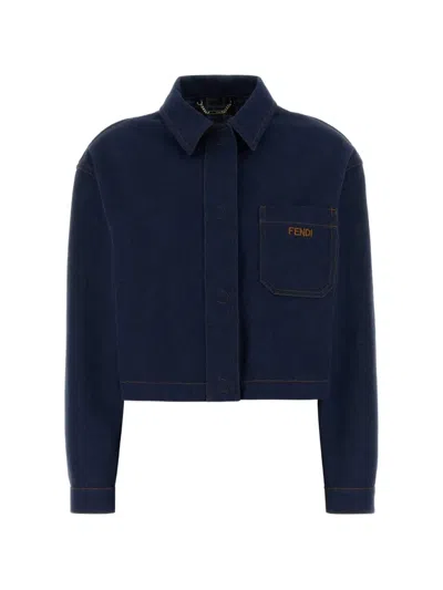 Fendi Pocket Denim Jacket In Multi