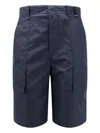 Fendi Cotton Blend Bermuda Shorts With Ff Detail In Blue