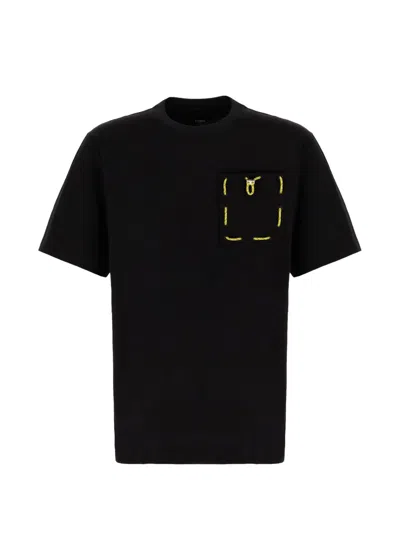 Fendi Drawstring Pocket Motif T-shirt In Black