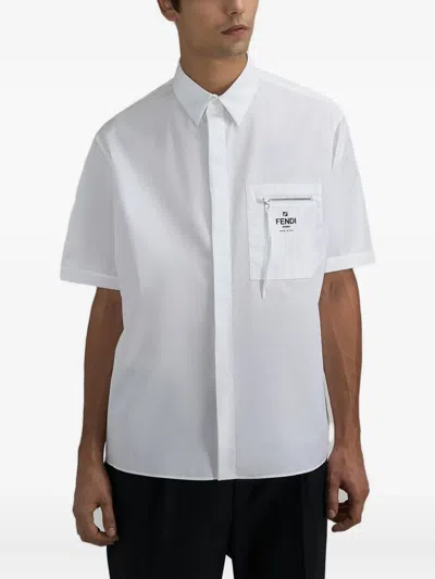Fendi Pocket-zip T.-shirt In White