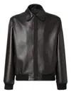 Fendi Pointed-collar Leather Jacket In Black
