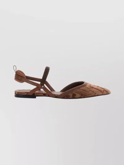 FENDI POINTED TOE SLING BACK BALLERINA SHOES