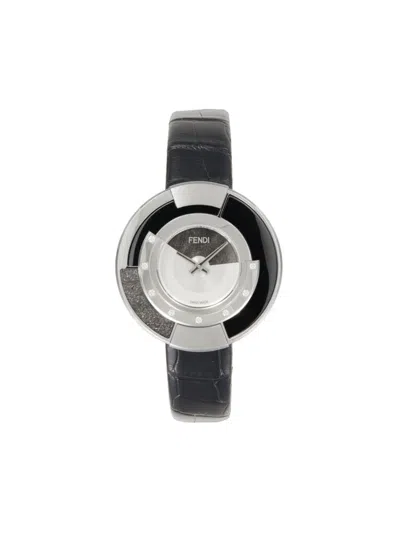 Fendi Policromia 0.1 Tcw Diamond, Stainless Steel & Alligator Leather Strap Watch/38mm In Black