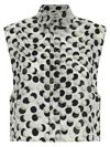 Fendi Cropped Top Dot Pattern Collared Sleeveless In Black