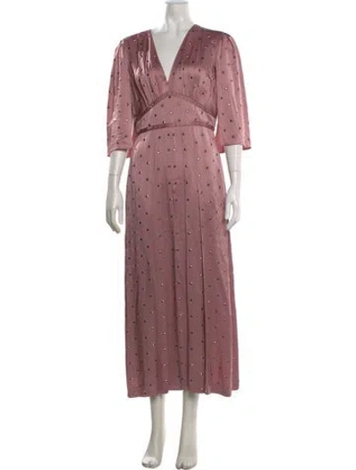 Pre-owned Fendi Polka Dot Print Long Dress In Pink