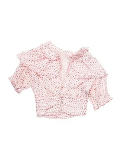 Pre-owned Fendi Polka Dot Print Long Sleeve Blouse In Pink