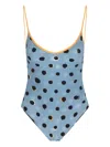 Fendi Swimsuit Low Back Scoop Neckline Polka Dot In Blue