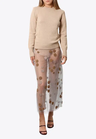 Fendi Polka-dot Tulle Midi Skirt