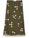 Fendi Sheer Overlay Embroidered Tulle Skirt In 绿色