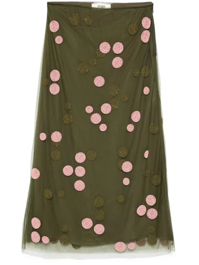スカート FENDI FW24 Dark green tulle skirt (FQ7595ARUU F0TGC) Fendi Dark Green Tulle Skirt In Darkgreen | ModeSens