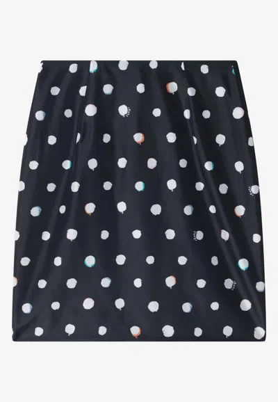 Fendi Polka Dots Mini Taffeta Skirt In Black