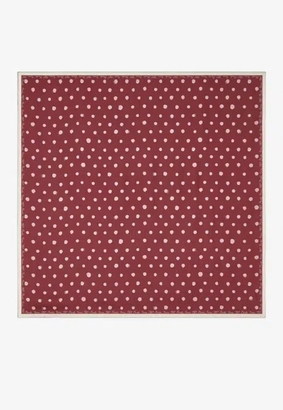 Fendi Polka Dots Silk Scarf In Burgundy