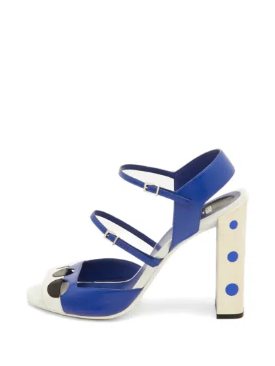 Pre-owned Fendi Polka-dot Ankle-strap Sandals In Blue