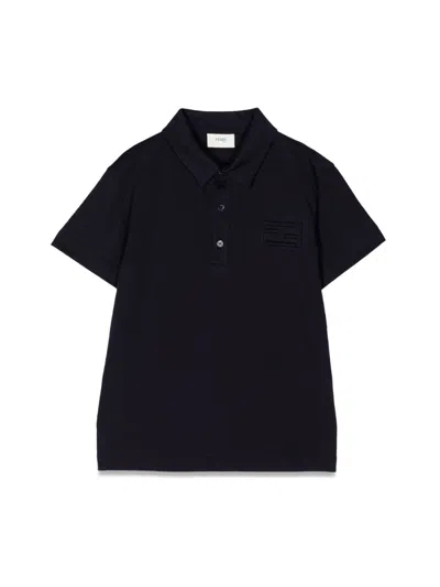 Fendi Short-sleeve Logo Polo Shirt In Blue