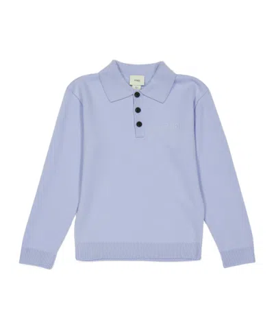 Fendi Kids' Polo Collar Sweater In Blue