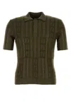 Fendi Ff Wool Blend Lurex Polo In Green