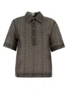 Fendi Grid-pattern Polo Top In Navy