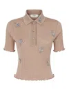 Fendi Women Floral Embroidery Polo Shirt In Neutro