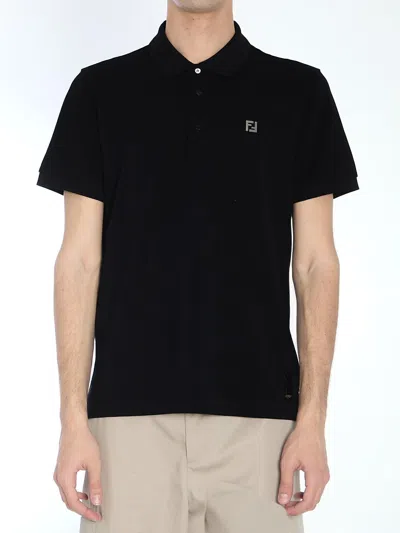 Fendi Polo Shirt Cotton In Black