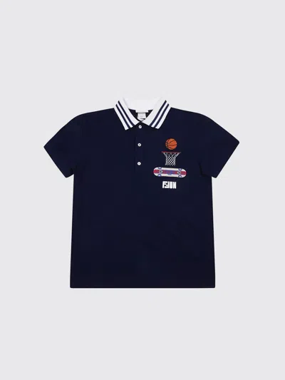 Fendi Polo Shirt  Kids Color Blue