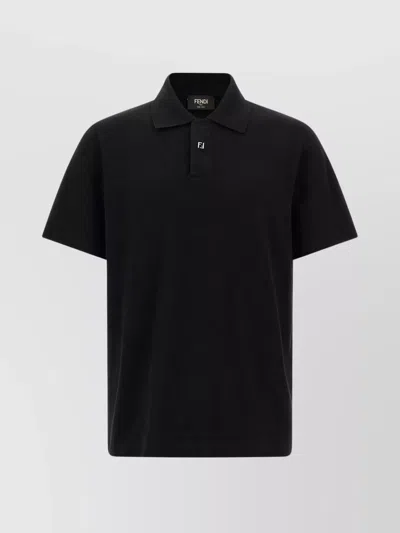 FENDI POLO SHIRT RIBBED SHORT SLEEVES
