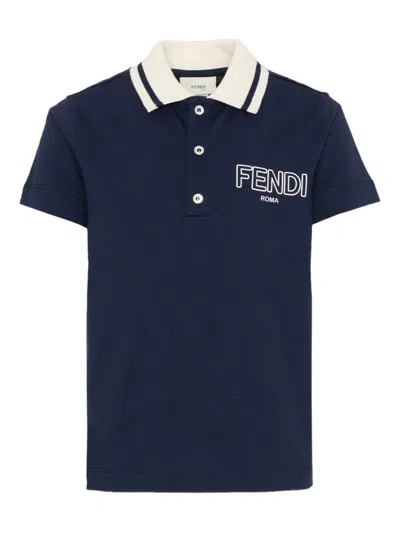 Fendi Polo With Logo In Blue