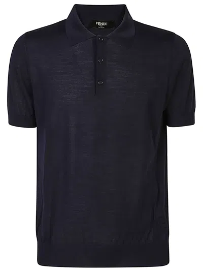 Fendi Polo Polo In Lana Blu In Black