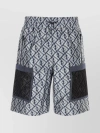 FENDI POLYESTER BERMUDA SHORTS WITH EMBROIDERED MESH INSERTS