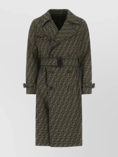 Fendi Polyester Blend Trench Coat With Back Slit In Multi