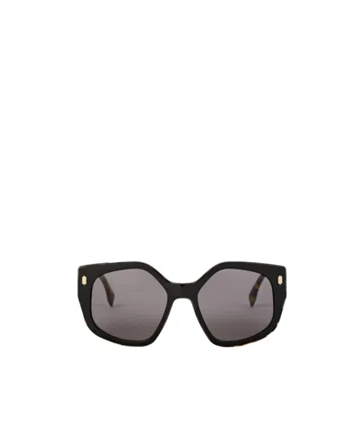 Fendi Polygonal Thick-frame Sunglasses In White