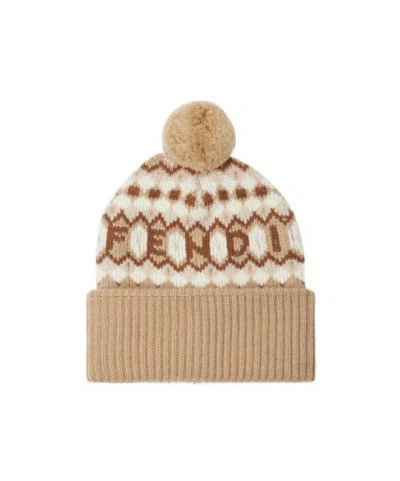FENDI POMPOM NORDIC BEANIE