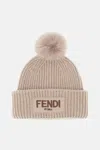 Fendi Knitted Beanie With Pom Detail In Brown