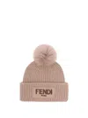Fendi Women Pon Pon Beanie In Sand