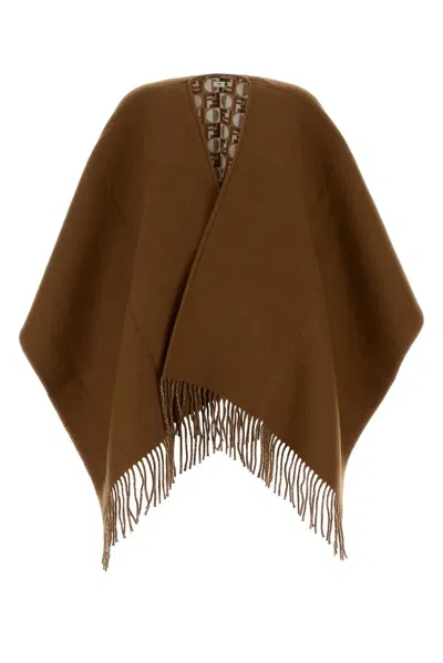 Fendi Poncho 130x130 Deco In Brown