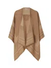 Fendi Women Wool And Cashmere Poncho With Jacquard Manufacturing In Brown